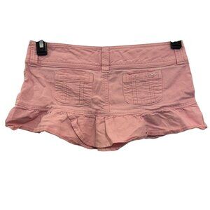 Vintage Y2K Hollister Mini Skirt Womens Size 1 Pink Frilly Hem Low Rise Cotton B